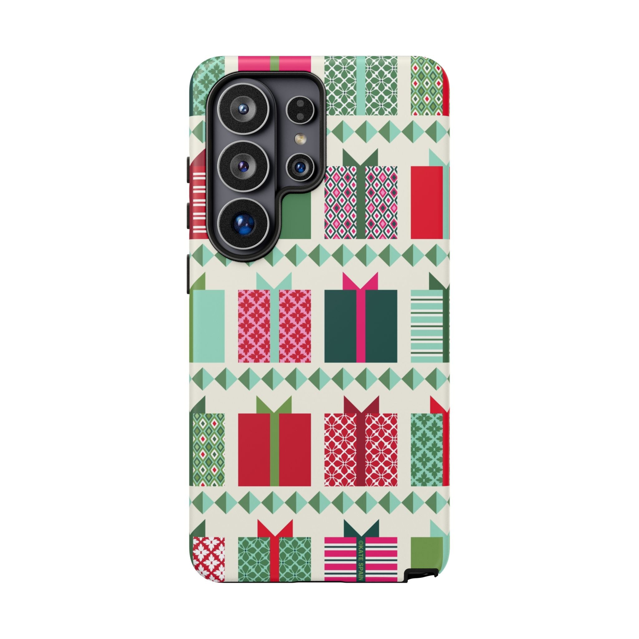 All Wrapped Up Samsung Galaxy S26 Ultra Case – Matte | cream, red, pink, green, mint geometric gift wrap holiday print