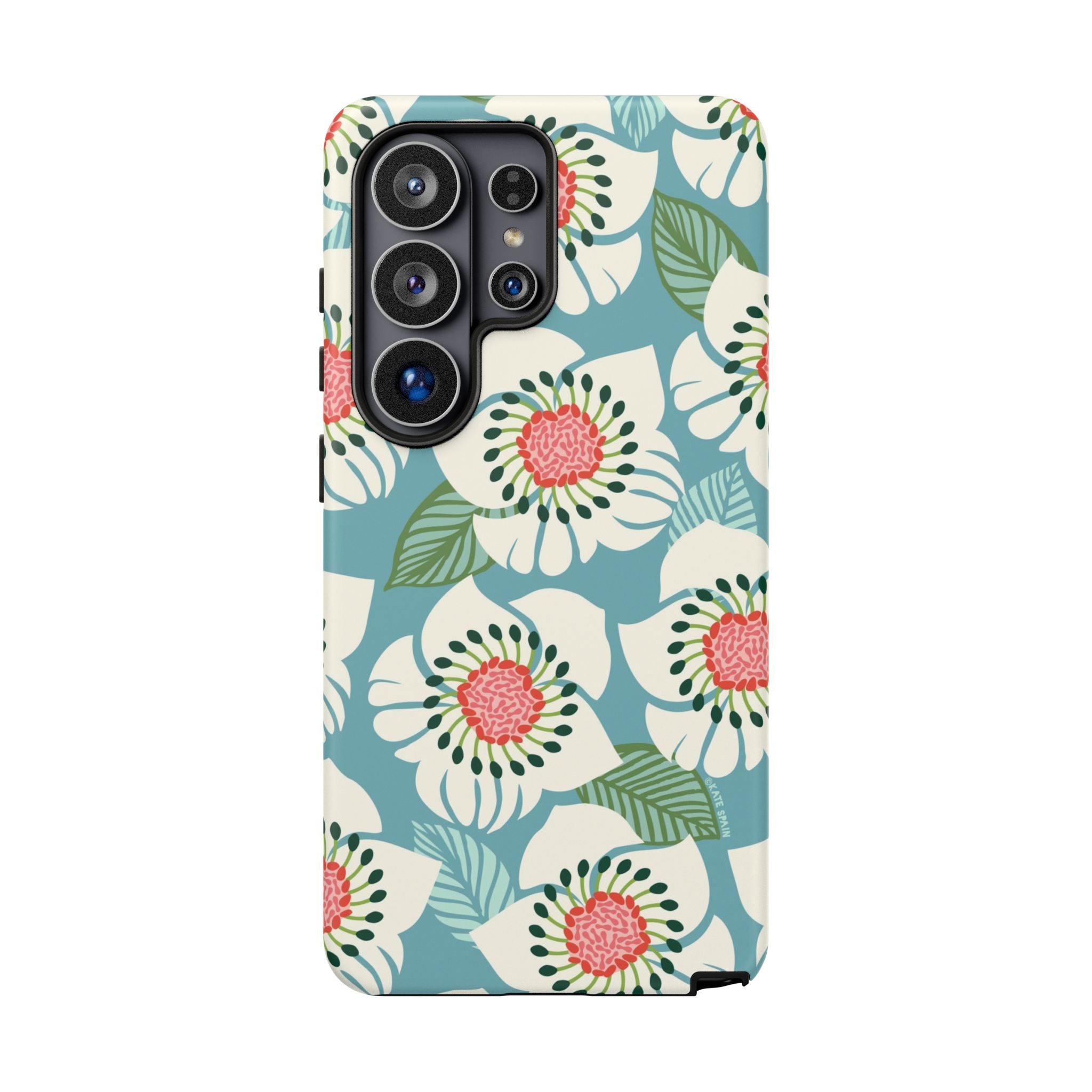 Artistic Panache Samsung Galaxy S26 Ultra Case – Matte | sky blue, pale cream, pink anemone floral print