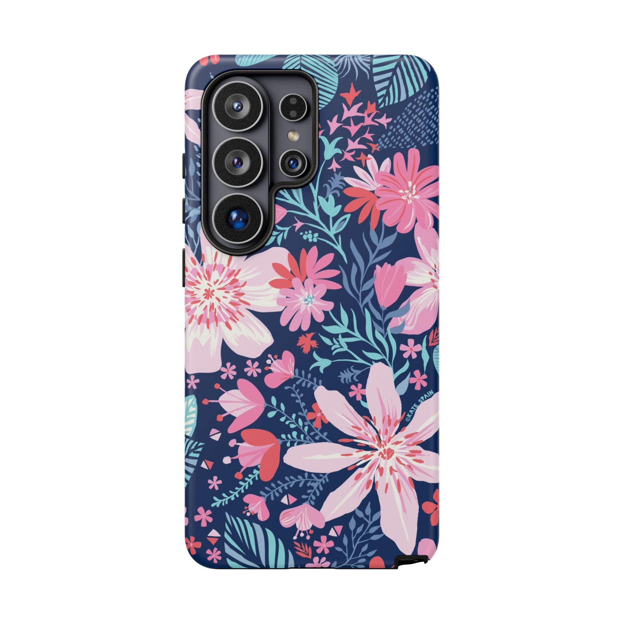 Tropical Bonaire Samsung Galaxy S26 Ultra Case – Matte | navy, pink, white tropical floral botanical print