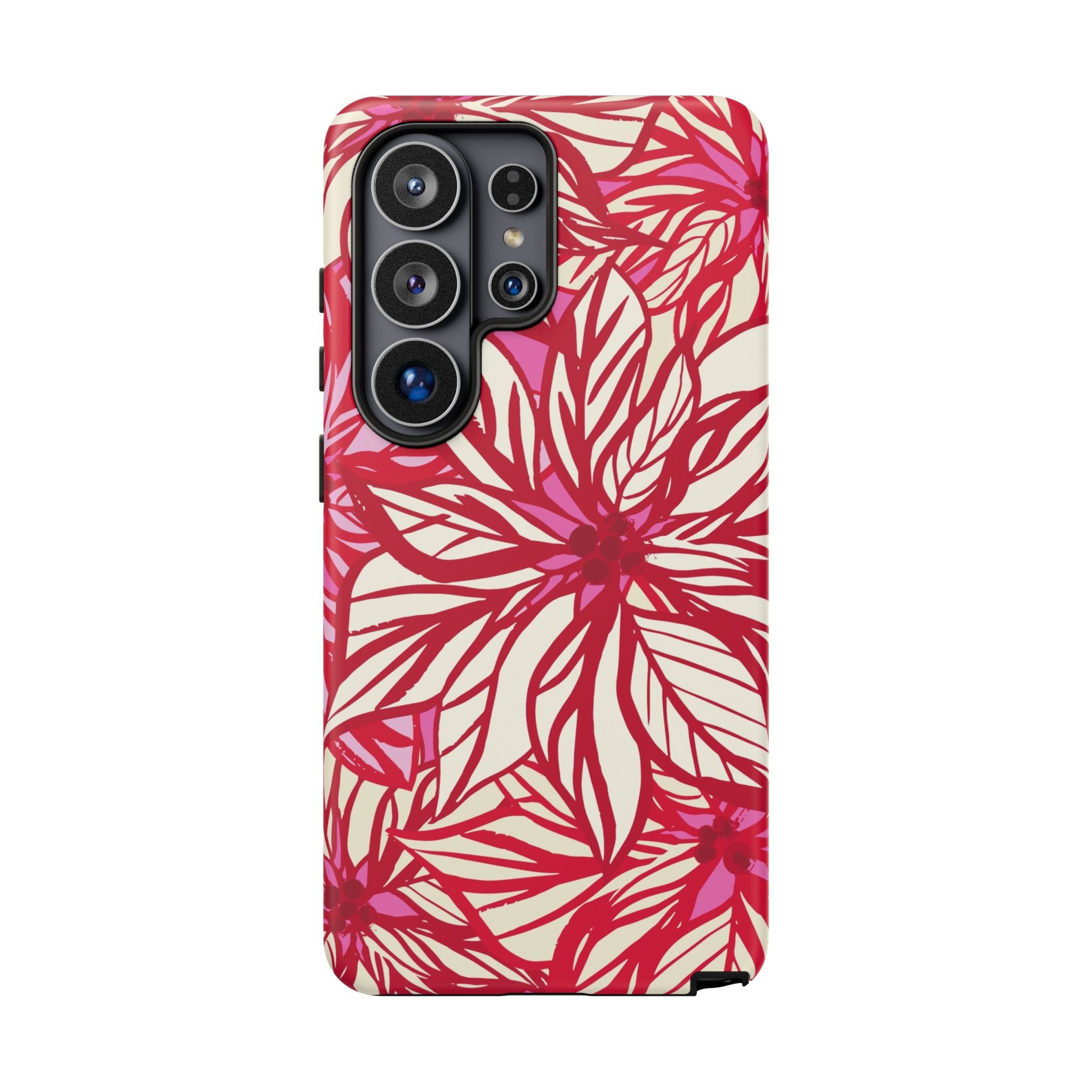 Poinsettia Samsung Galaxy S26 Ultra Case – Matte | cream, red, pink poinsettia botanical print