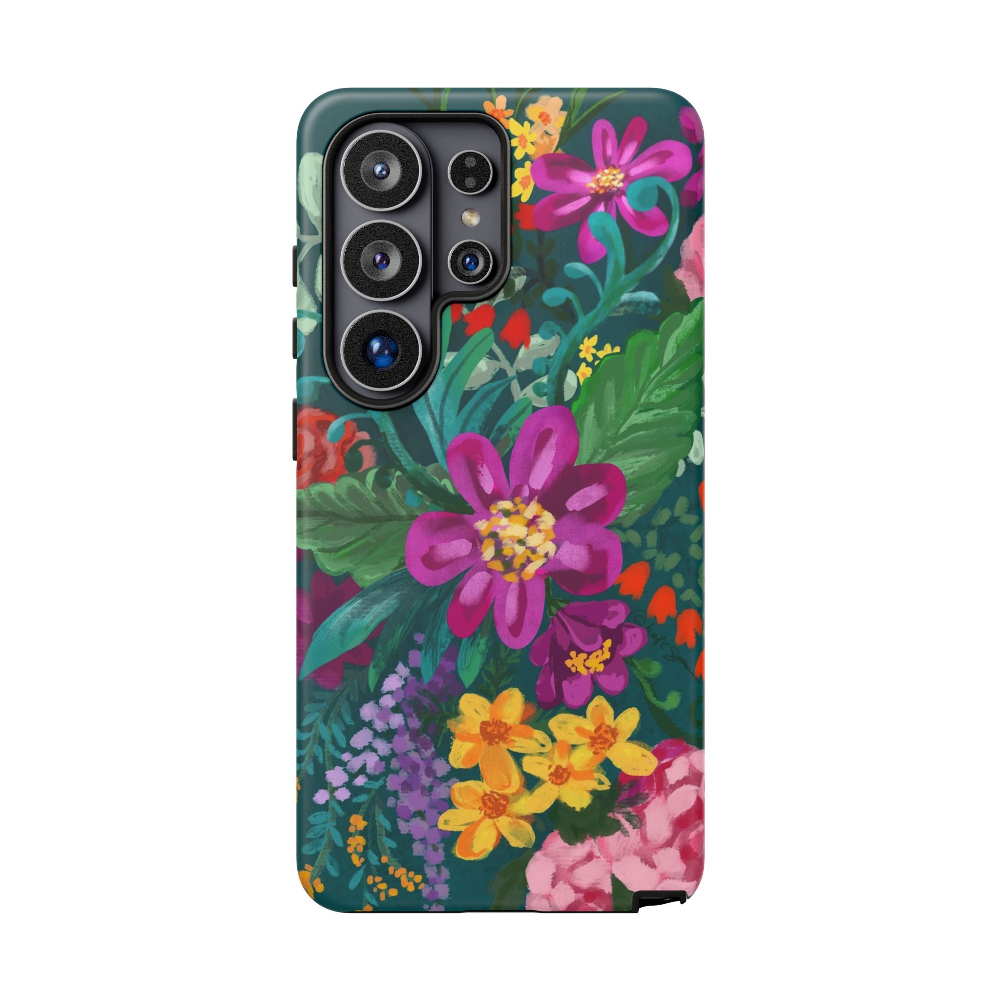 Tropical Posy Samsung Galaxy S26 Ultra Case – Matte | teal, magenta, yellow, pink vibrant botanical floral print