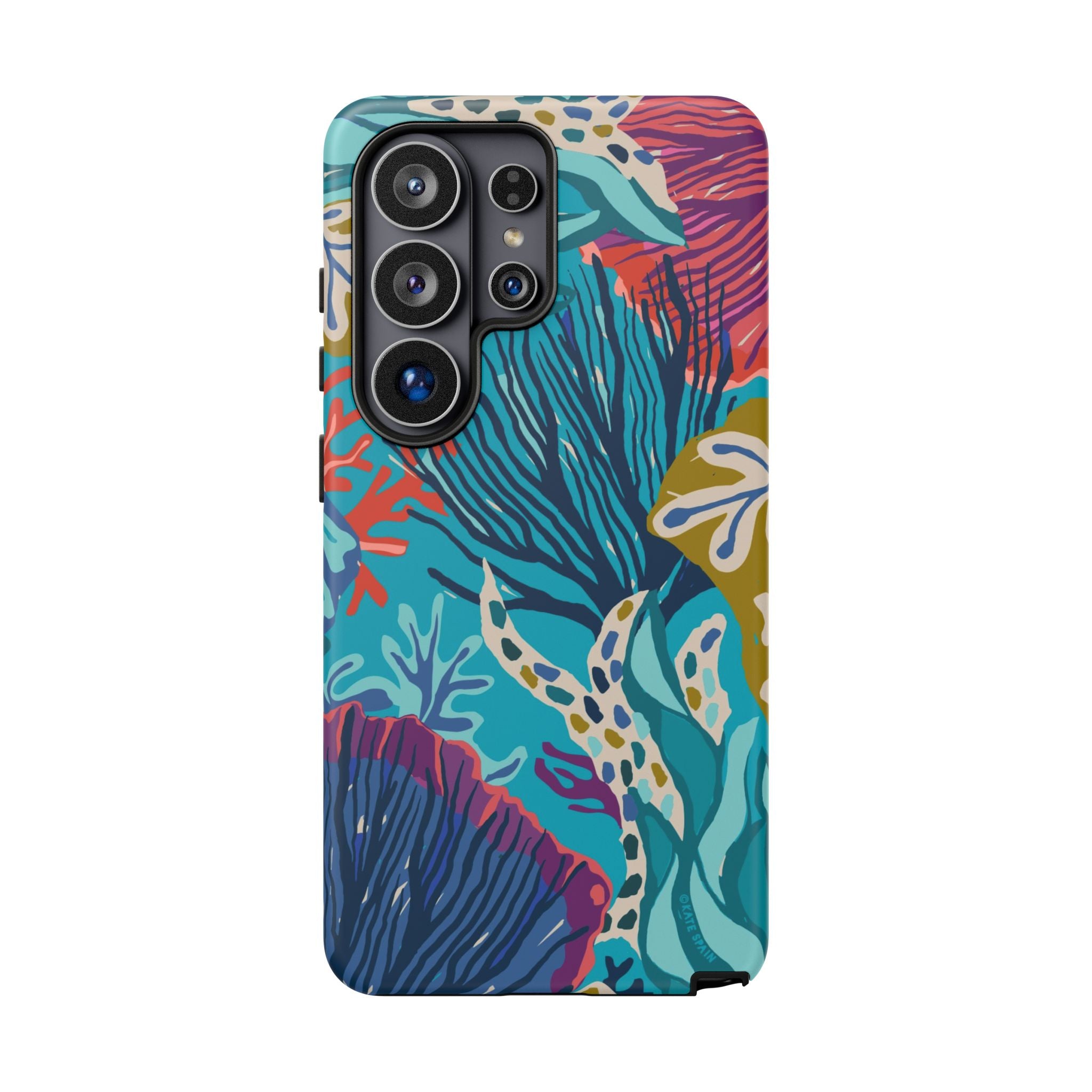 Luxury Reef Samsung Galaxy S26 Ultra Case – Matte | teal, navy, magenta, olive coral reef print