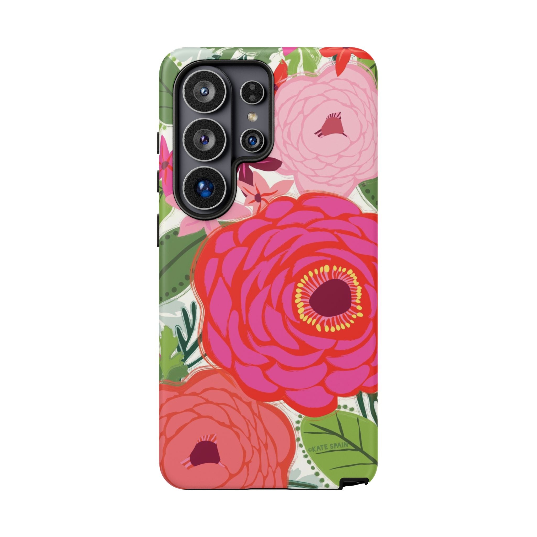 Luxury Bloomerie Samsung Galaxy S26 Ultra Case – Matte | cream, magenta, coral botanical peony floral print
