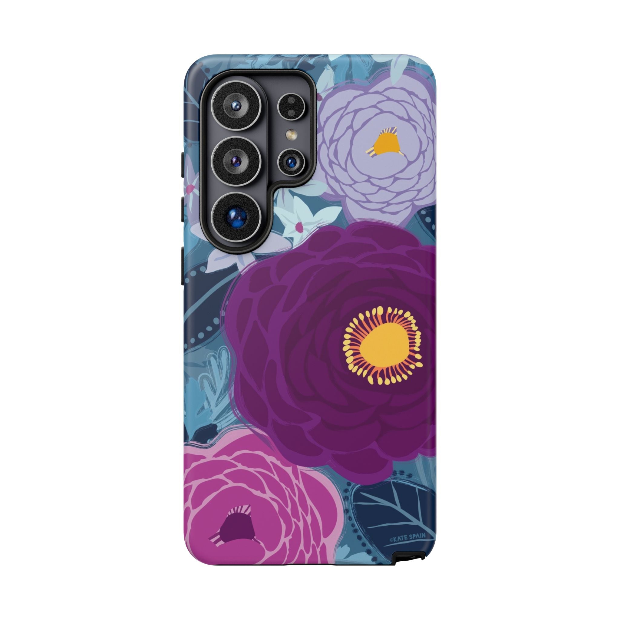 Luxury Bloomerie Samsung Galaxy S26 Ultra Case – Matte | navy, purple, magenta botanical peony floral print