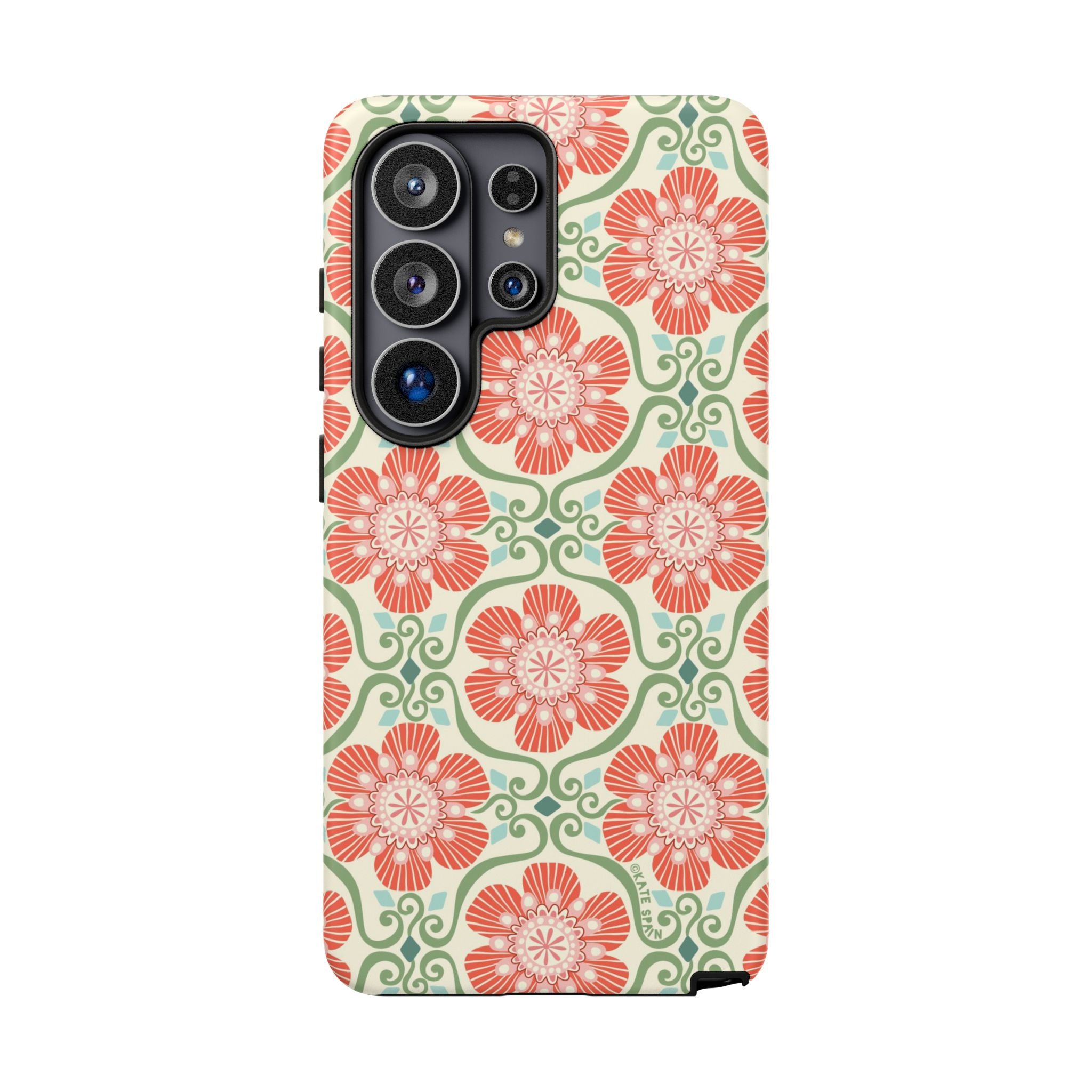 Luxury Barcelona Flowers Samsung Galaxy S26 Ultra Case – Matte | cream, coral, sage botanical floral print