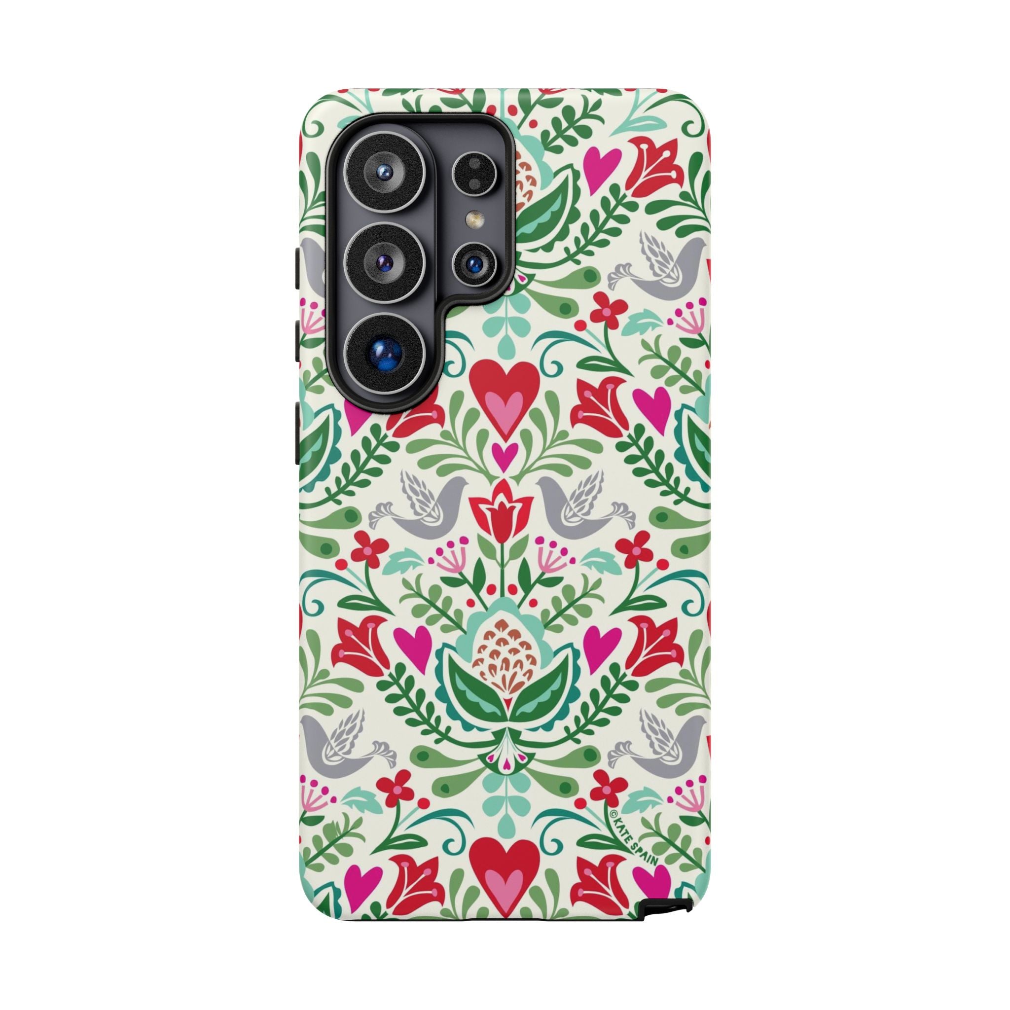 Rosemaling Samsung Galaxy S26 Ultra Case – Matte | white, red, green rosemaling floral print