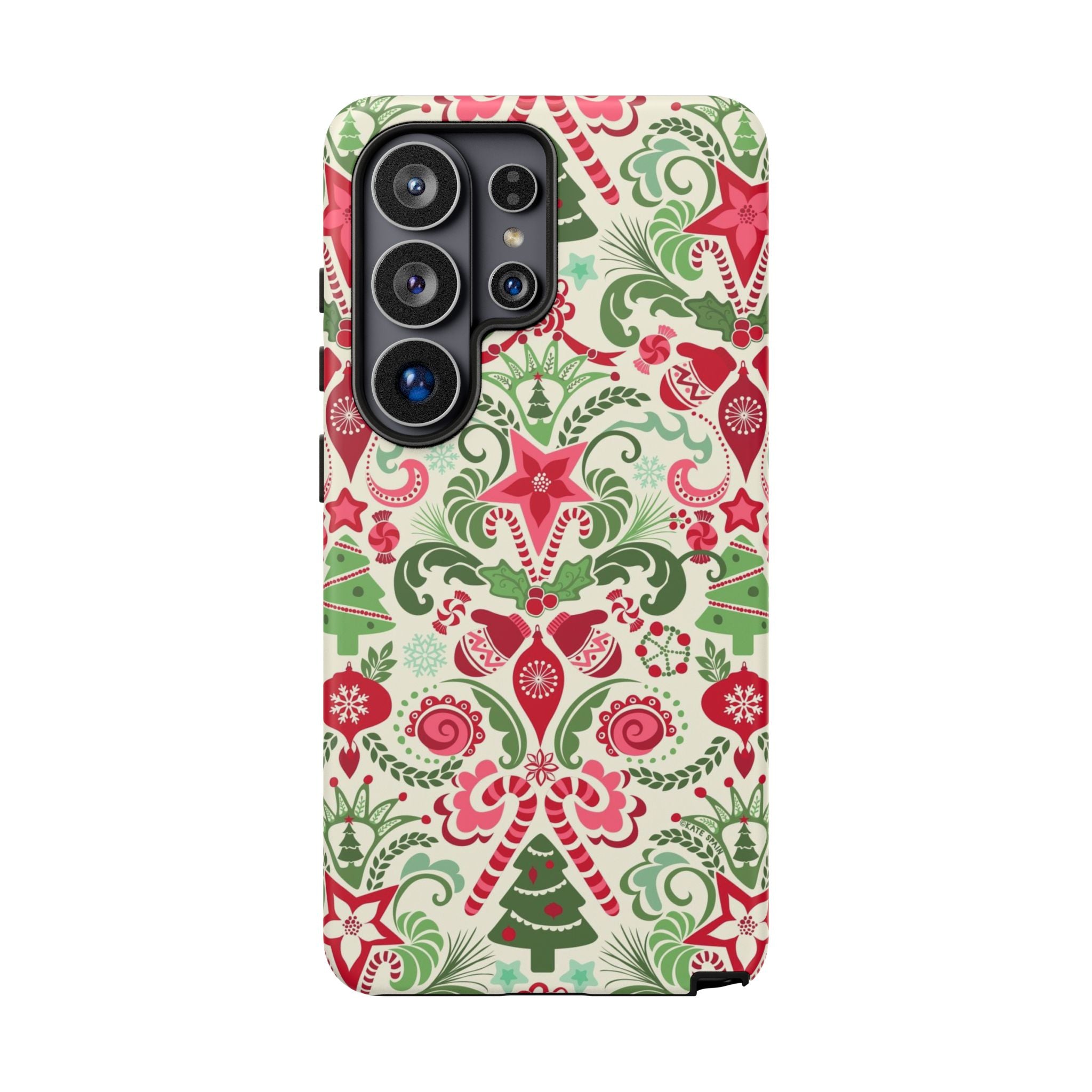 Luxury Wonderland Samsung Galaxy S26 Ultra Case – Matte | cream, red, green ornate damask Christmas floral print
