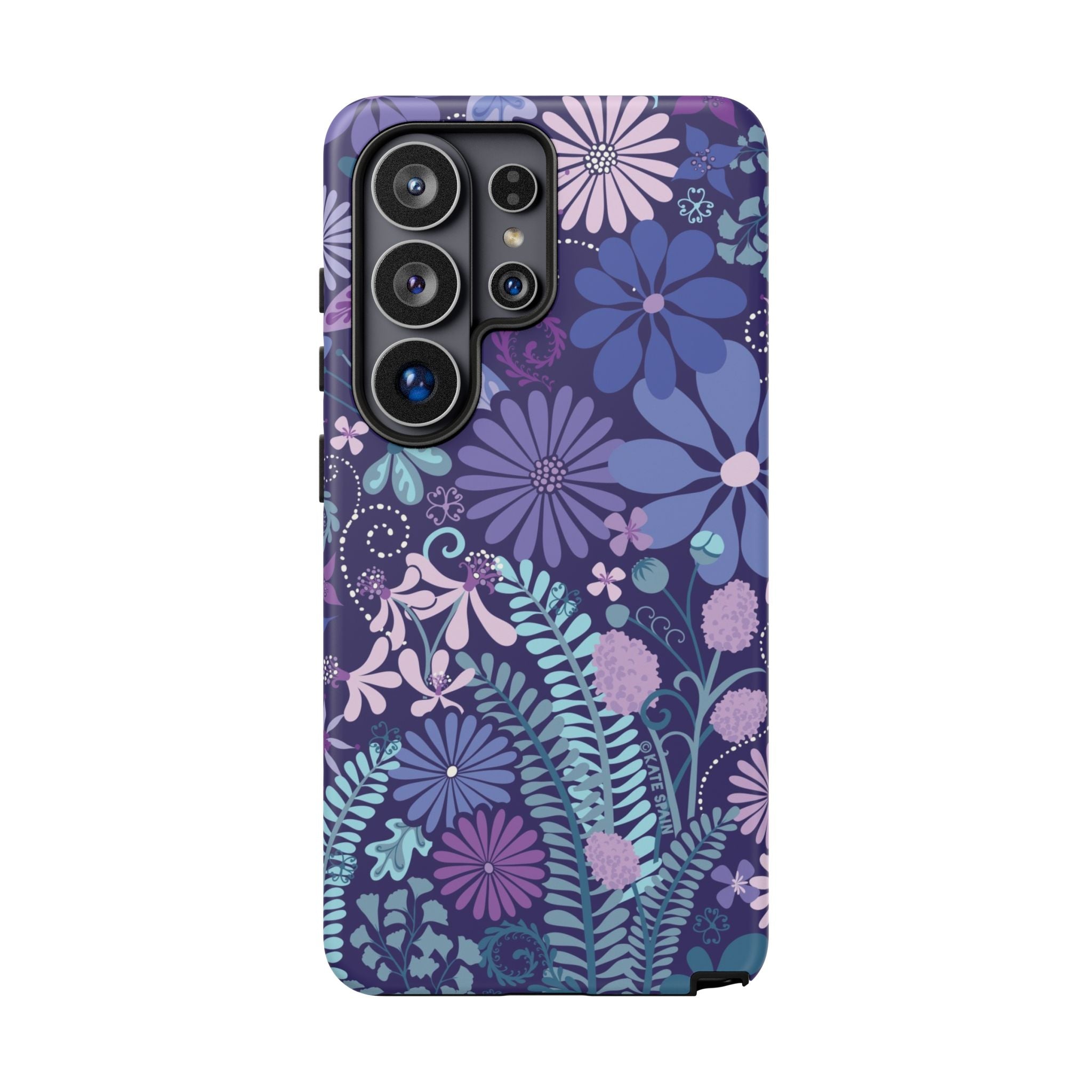 Luxury Terrain Samsung Galaxy S26 Ultra Case – Matte | navy, purple, aqua botanical woodland floral print