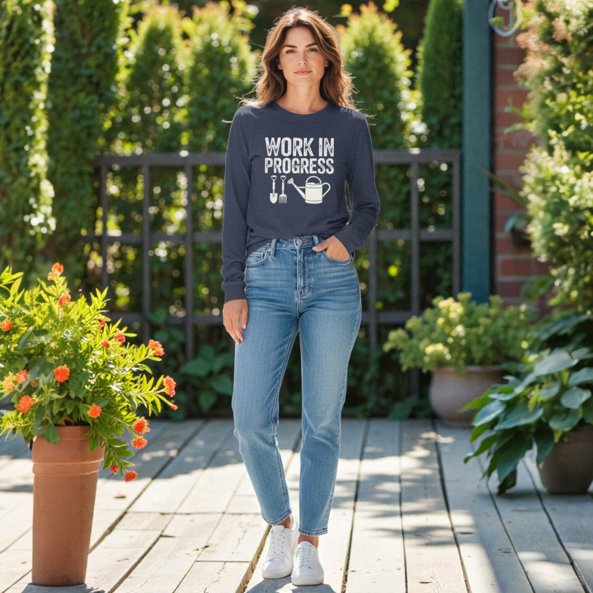 Gardening Graphic Long Sleeve T-Shirt - Work In Progress