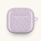 AirPods Gen 4 case – Glossy | soft white swirl and medallion pattern on pastel lavender ground