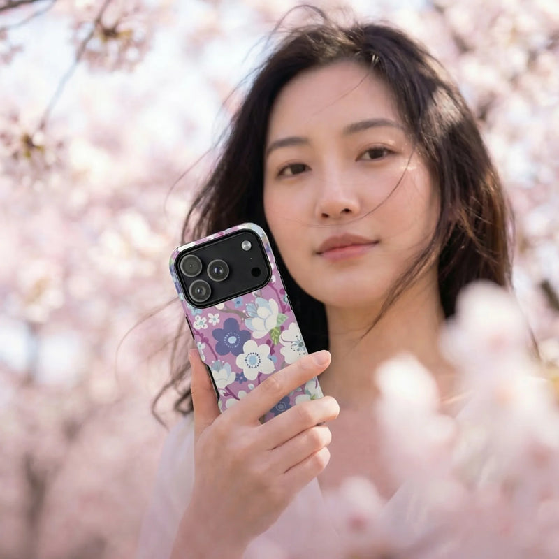 Purple Cherry Blossom iPhone Case lifestyle