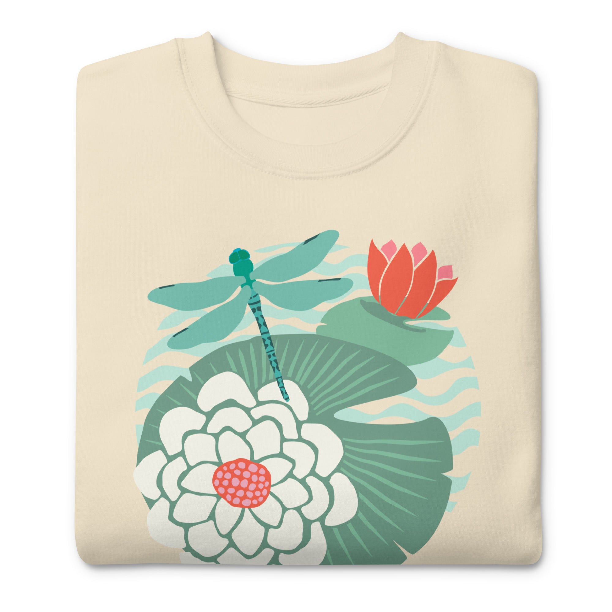 Dragonfly Waterlily Flower Crewneck Premium Sweatshirt