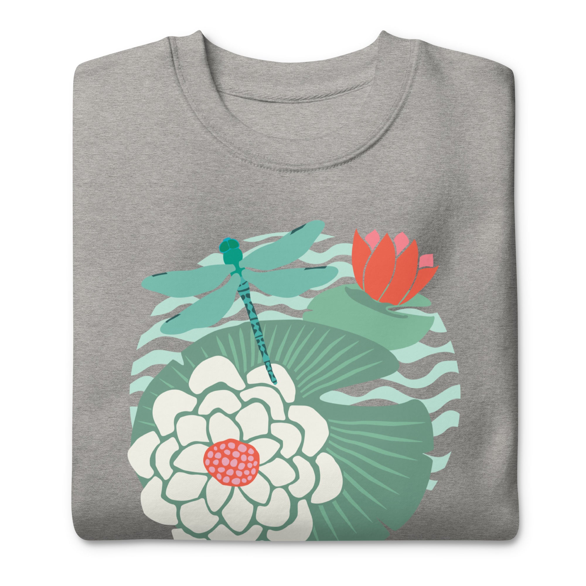 Dragonfly Waterlily Flower Crewneck Premium Sweatshirt