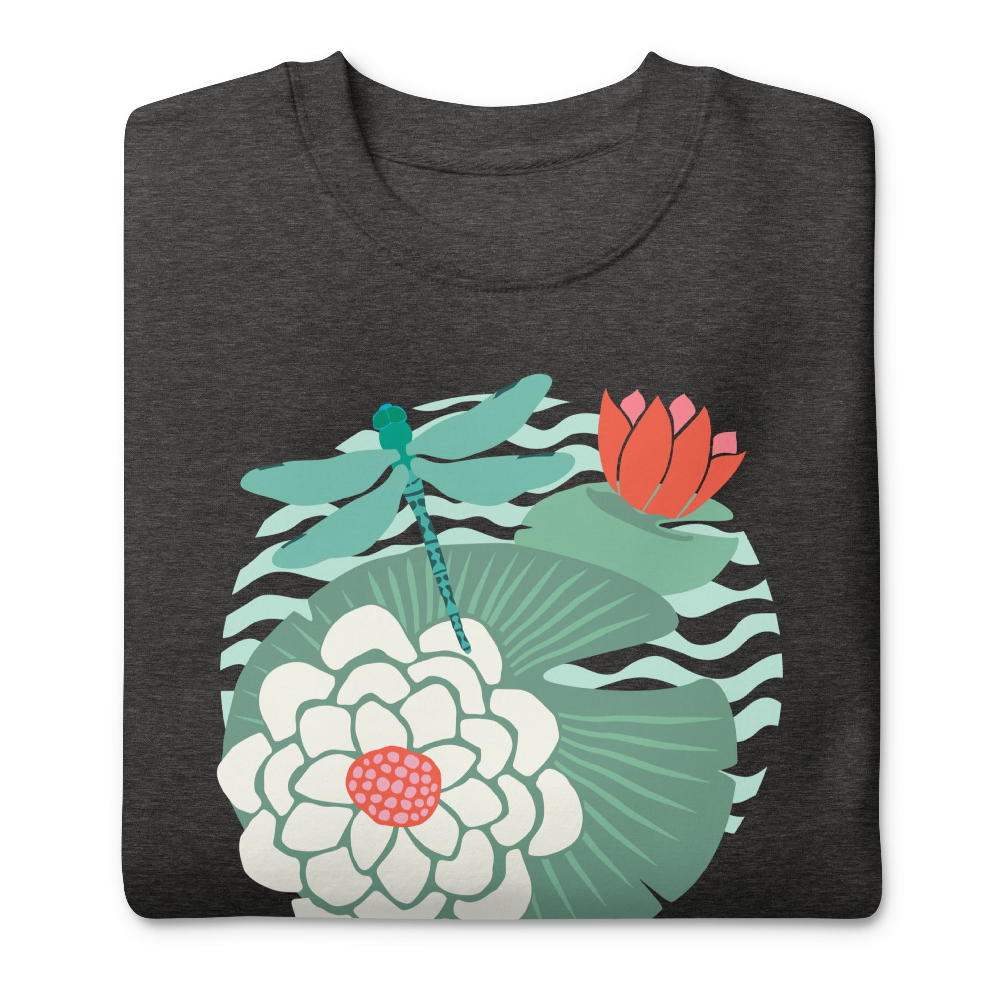 Dragonfly Waterlily Flower Crewneck Premium Sweatshirt