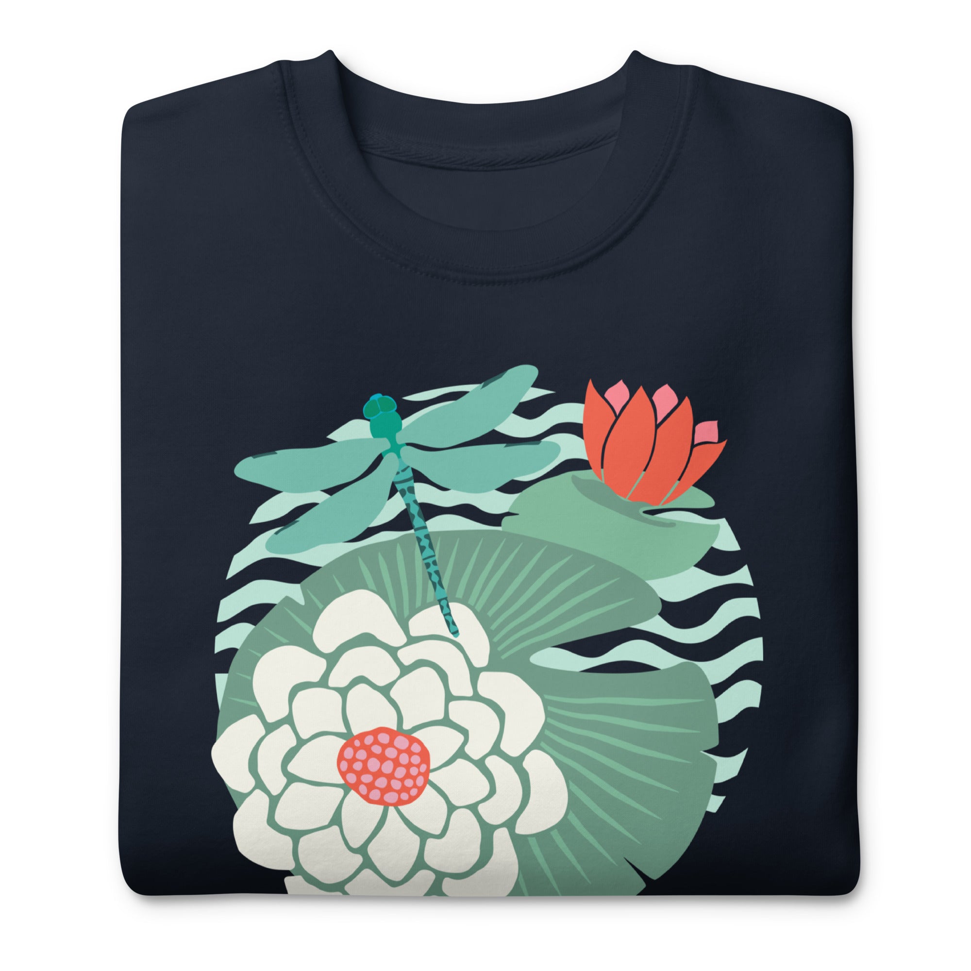 Dragonfly Waterlily Flower Crewneck Premium Sweatshirt
