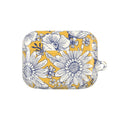 floriori Jardin Yellow AirPods Pro Gen 1 case featuring a white hand drawn botanical toile print on a golden yellow glossy polycarbonate shell