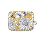 floriori Jardin Yellow AirPods Pro Gen 1 case featuring a white hand drawn botanical toile print on a golden yellow glossy polycarbonate shell