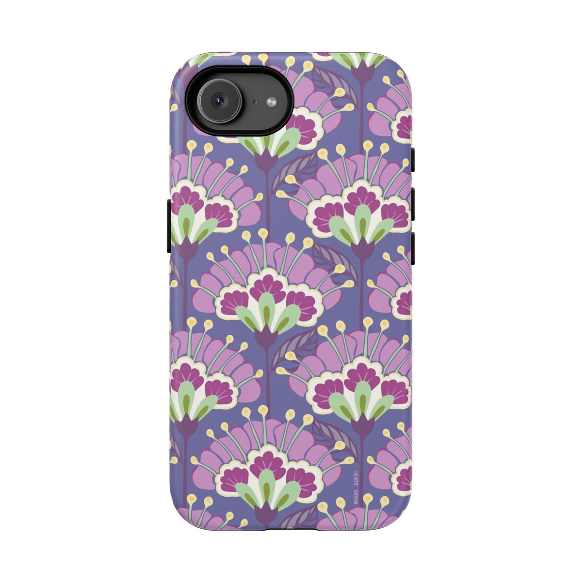 Lantern Flower Blue Violet Tough iPhone 16e Case – Matte | periwinkle, purple, mauve, sage botanical lantern floral print