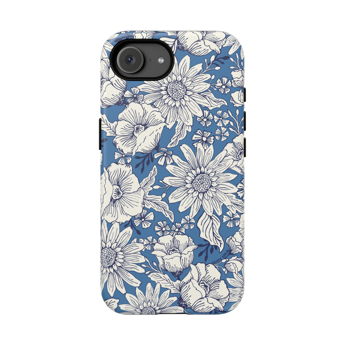 Jardin Tough iPhone 16e Case – Matte | blue and cream botanical garden print