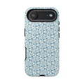 Lily Blue iPhone 16 Pro Max Case – Glossy | angled view showing camera cutout and buttons — botanical phone case by Kate Spain