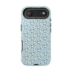 Lily Blue iPhone 16 Pro Max Case – Glossy | angled view showing camera cutout and buttons — botanical phone case by Kate Spain