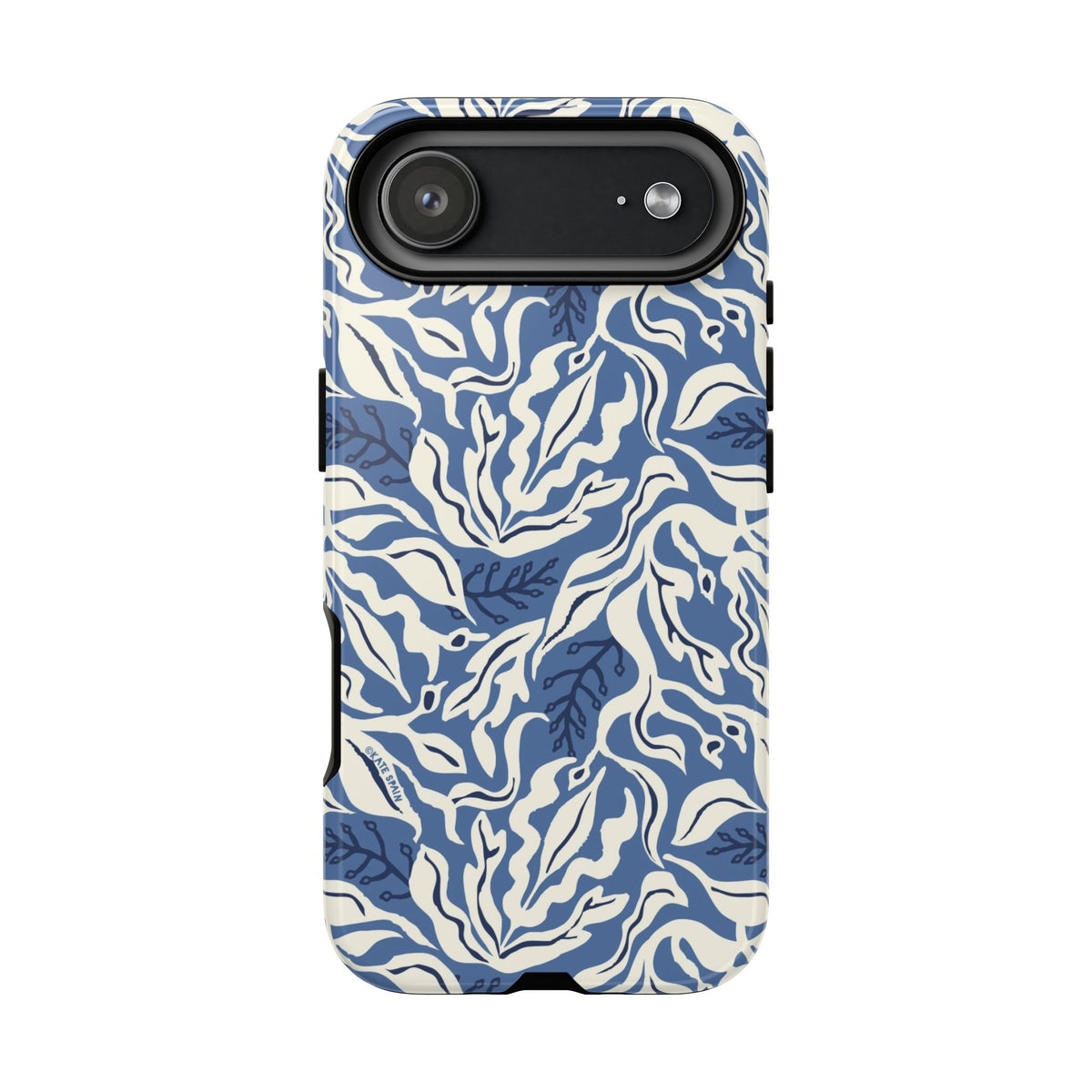 Ocean Tides Tough iPhone 17 Air Case – Glossy | blue and white tidal bed ocean print