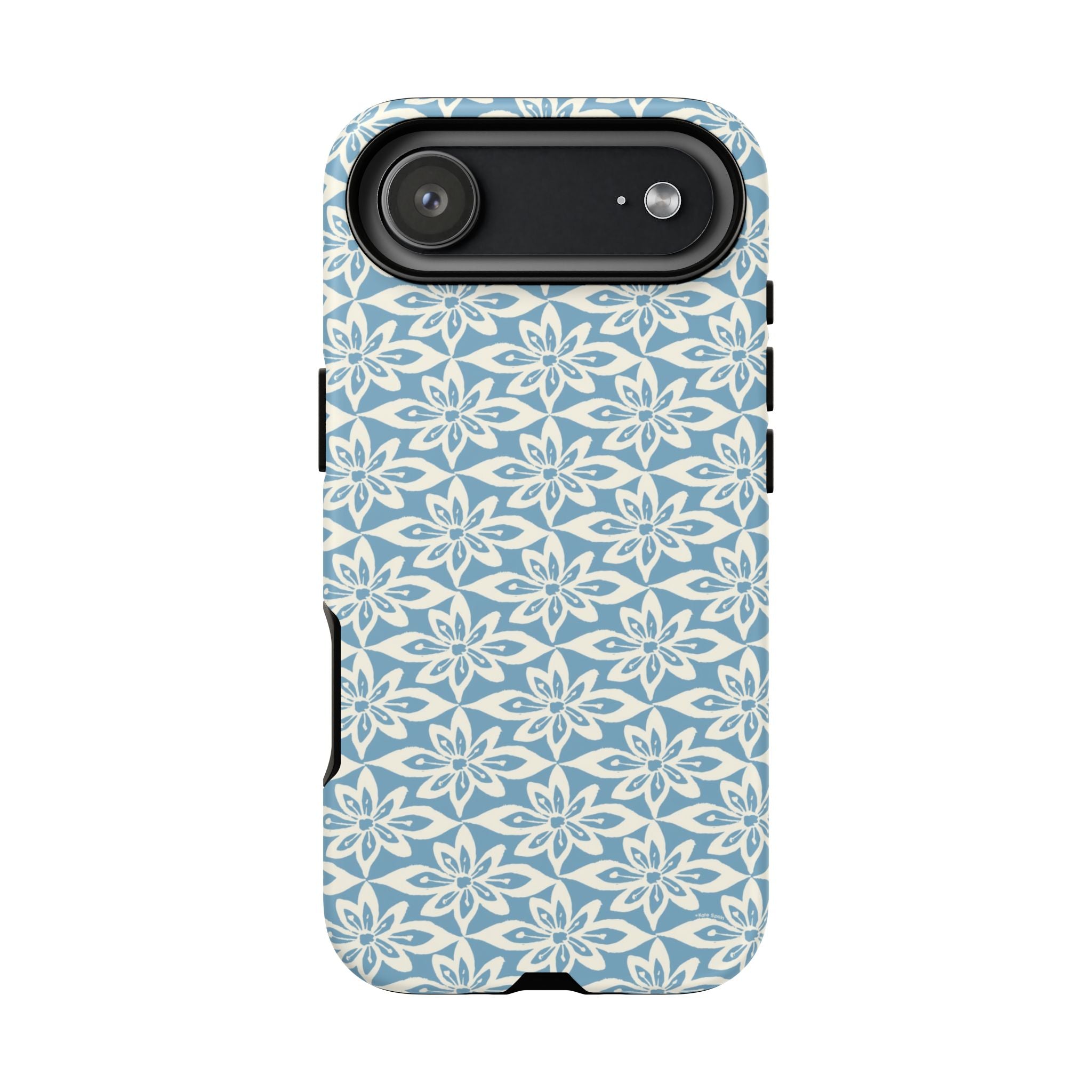 Lily Blue iPhone 16 Pro Max Case – Glossy | dual-layer construction detail — tough botanical phone case by Kate Spain