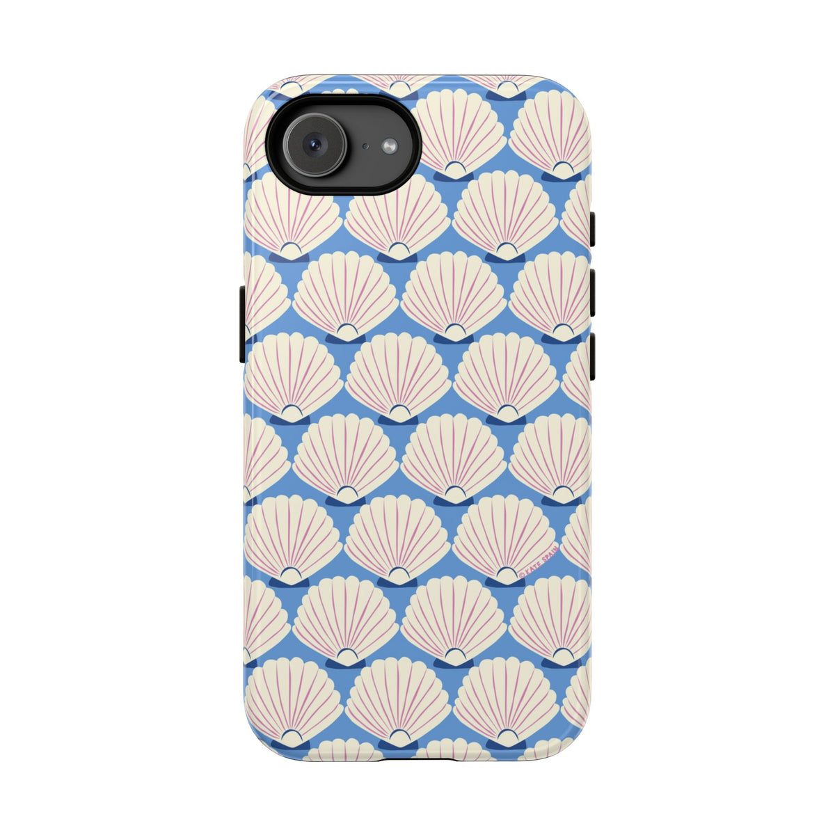 Seashells Tough iPhone 17e Case – Glossy | periwinkle, cream, blush scallop shell print