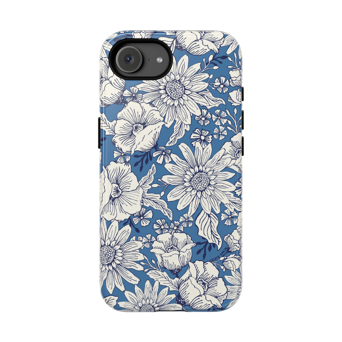 Jardin Tough iPhone 17e Case – Glossy | blue and cream botanical garden print