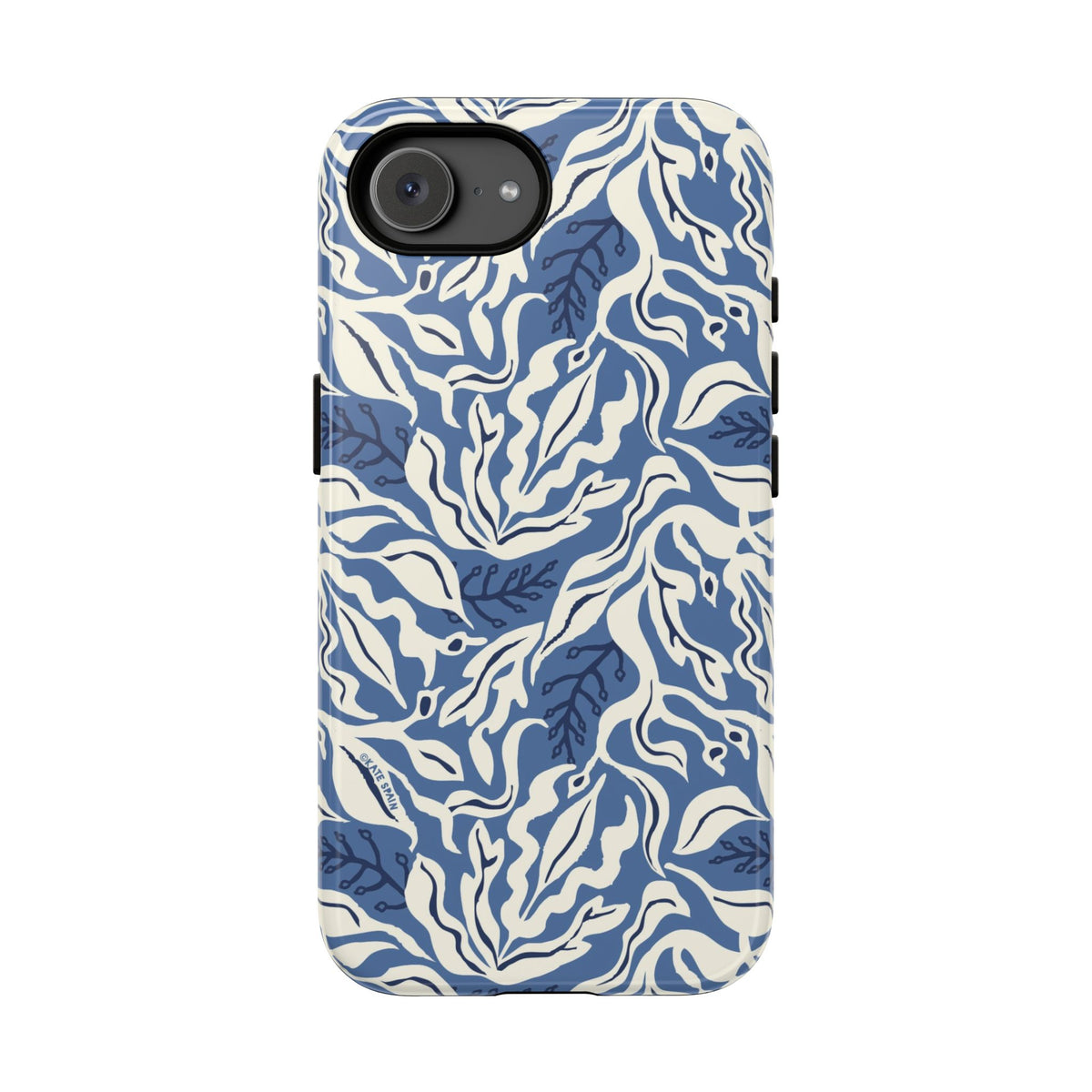 Ocean Tides Tough iPhone 17e Case – Glossy | blue and white tidal bed ocean print
