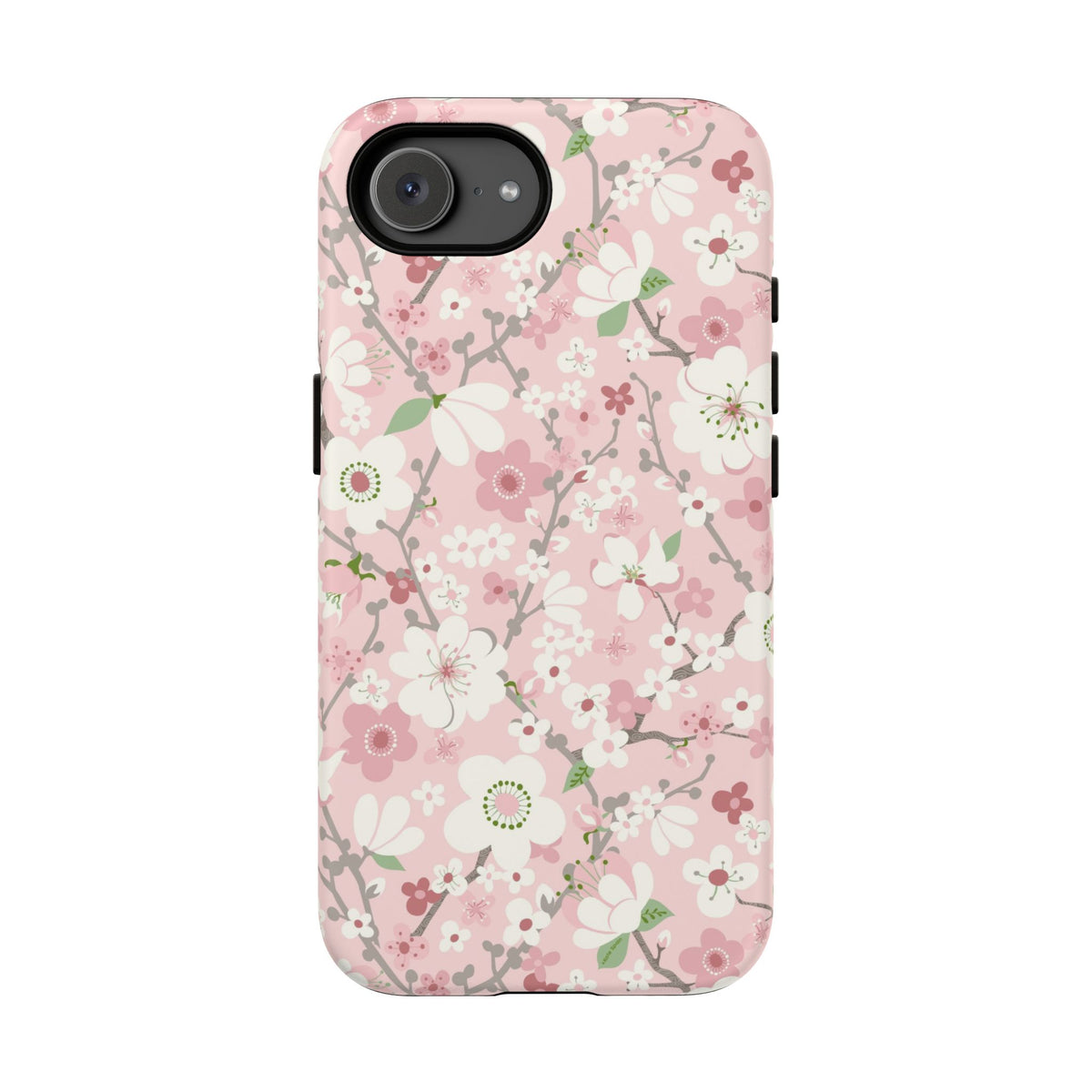 Luxury Pink Cherry Blossom Tough iPhone 17e Case – Matte | light pink, white, cherry blossom floral print