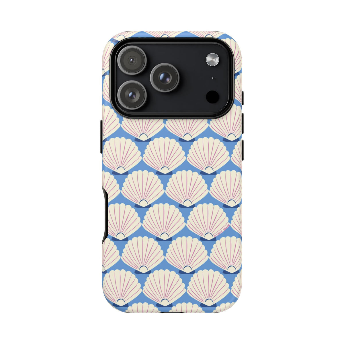 Seashells Tough iPhone 18 Pro Case – Matte | periwinkle, cream, blush scallop shell print