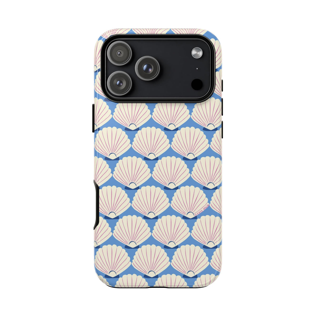Seashells Tough iPhone 18 Pro Max Case – Glossy | periwinkle, cream, blush scallop shell print