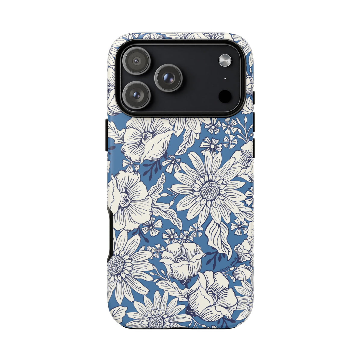 Jardin Tough iPhone 18 Pro Max Case – Matte | blue and cream botanical garden print