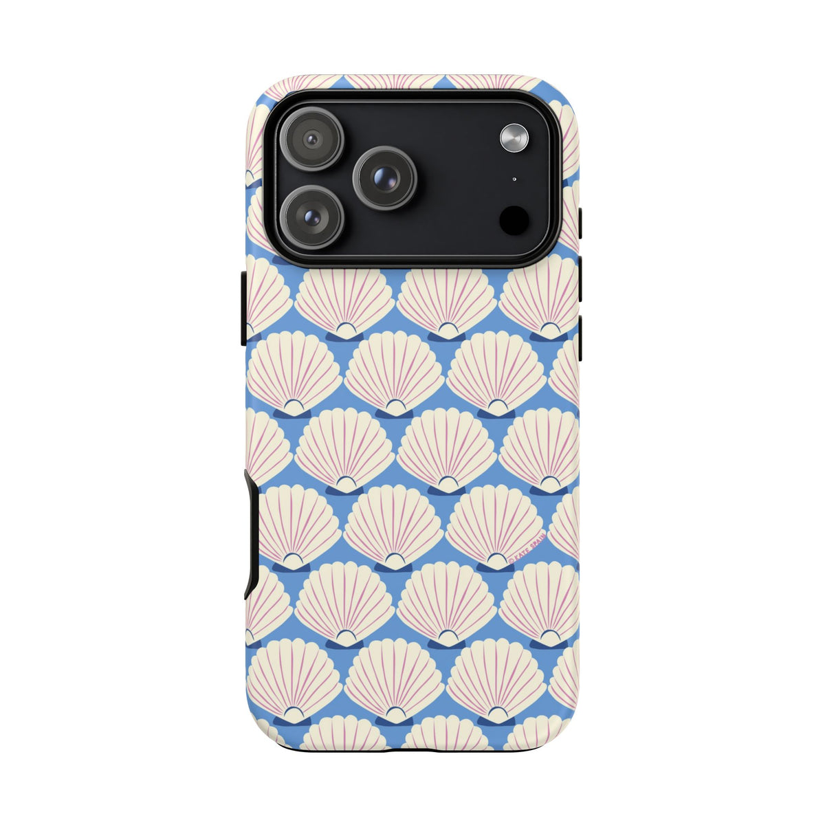 Seashells Tough iPhone 18 Pro Max Case – Matte | periwinkle, cream, blush scallop shell print