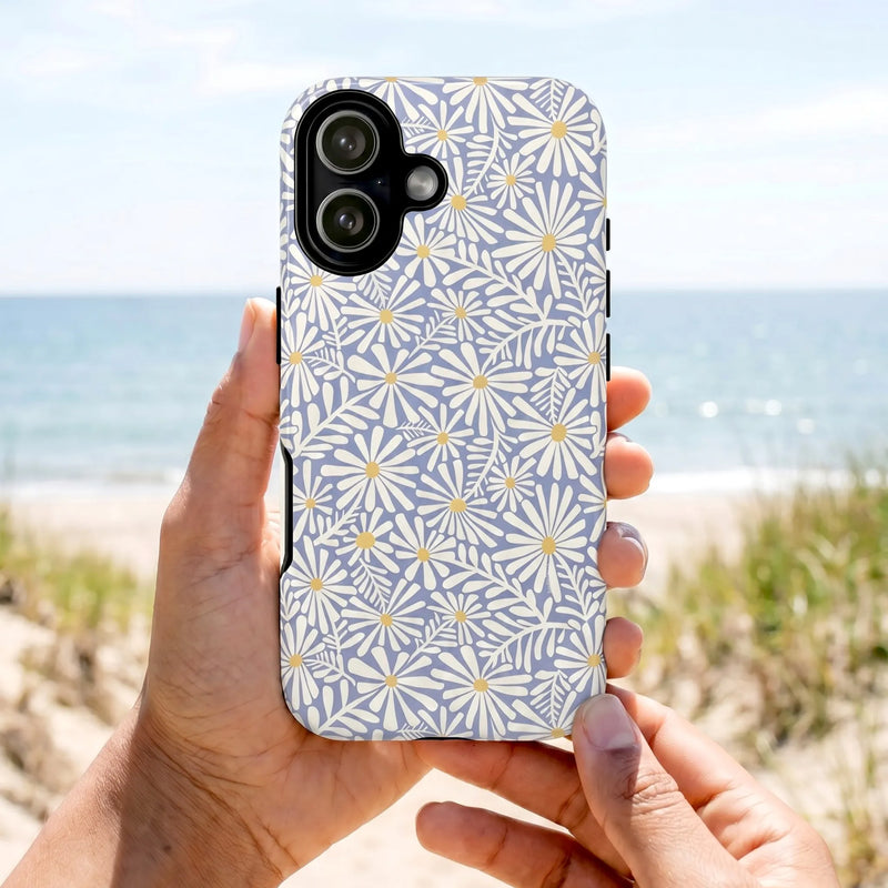 Montauk Daisy Cottage Blue MagSafe iPhone Case lifestyle