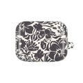 floriori AirPods Pro Gen 1 case with sophisticated and energetic hand painted flower silhouettes. black floral on a cream glossy background.