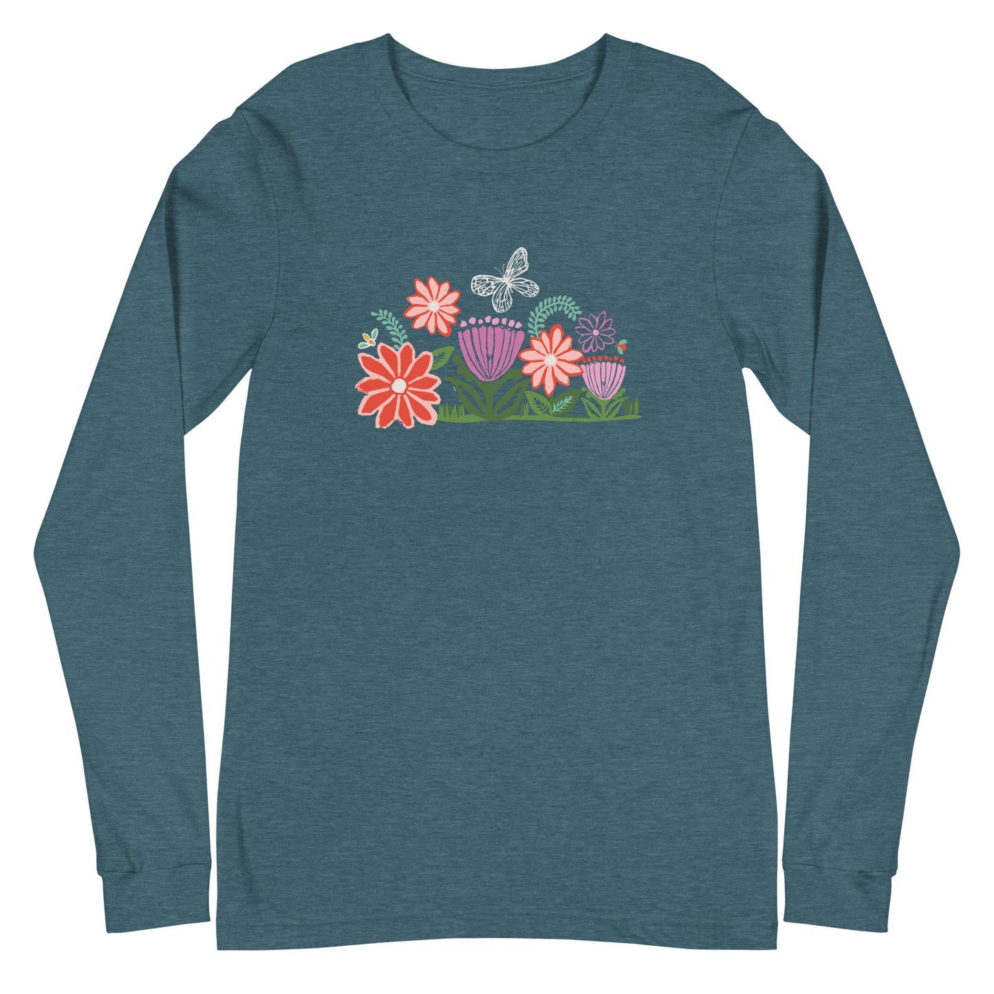 Bloom Long Sleeve T-Shirt Heather Deep Teal
