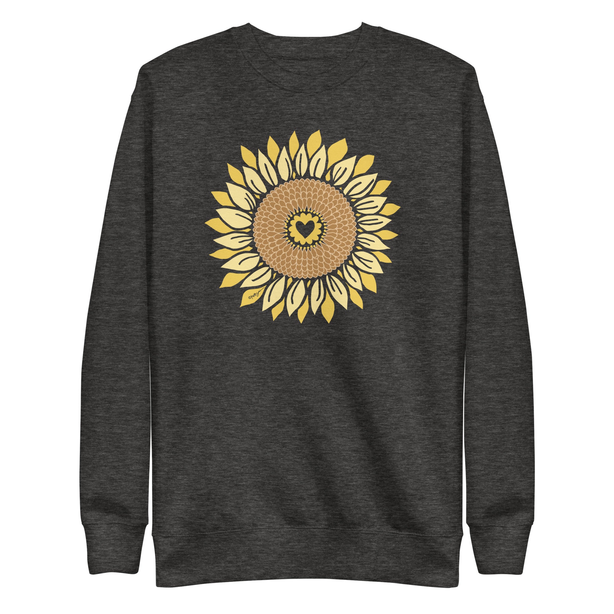 Sunflowers in My Heart Crewneck Sweatshirt Dark Grey Heather