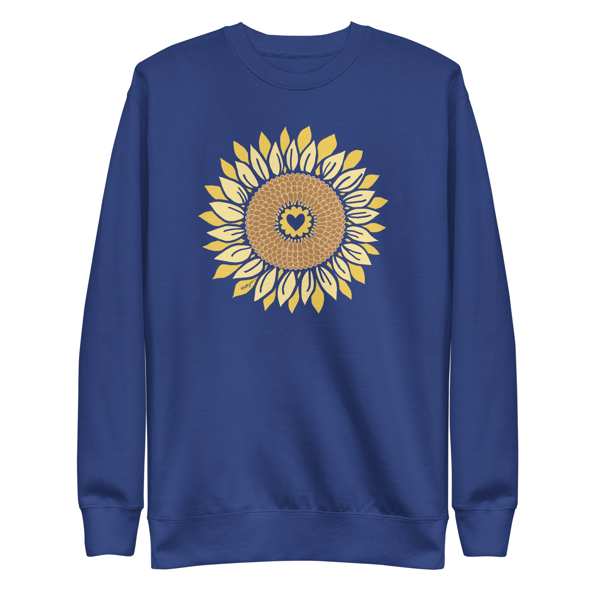 Sunflowers in My Heart Crewneck Sweatshirt Royal Blue