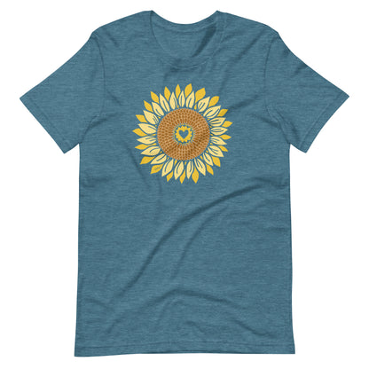 Sunflowers In My Heart T-Shirt Heather Deep Teal