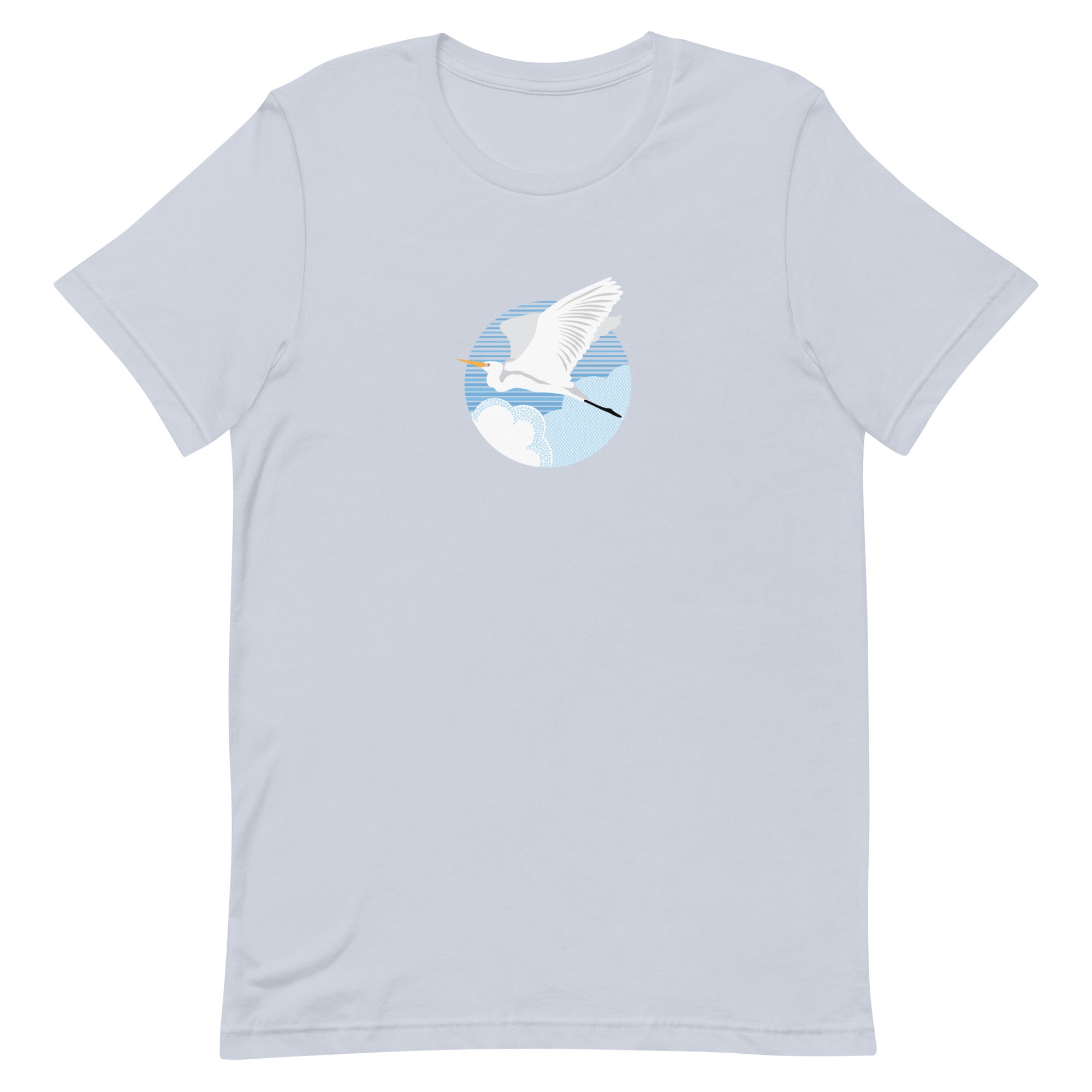 Fly Great Egret T-Shirt Light Blue