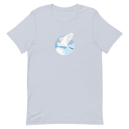 Fly Great Egret T-Shirt Light Blue